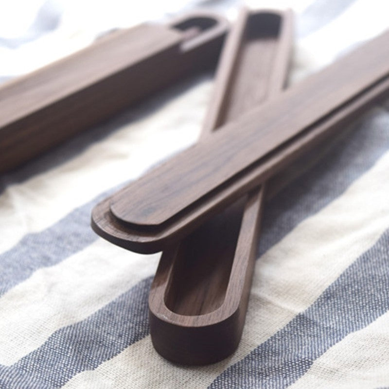 Natural Life Hashi de Madeira de Nogueira Preta estilo Japonês Antiderrapante com Caixa para PRESENTE Elegante Coreano Conjuntos de Hashi