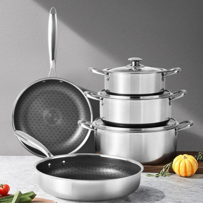Panela de Fritura Antiaderente Giyoca Honeycomb Wok Não Revestida Aço Inoxidável 316 Utensílios de Cozinha Domésticos Multifuncionais Universais para Fogões