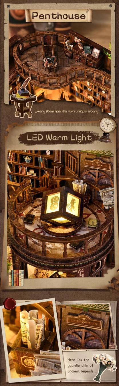 3D Retrô Sonhador Sala de Livros DIY Casas de Madeira em Miniatura Kits Decoração de Mesa para Adultos Presentes de Natal Artesanais