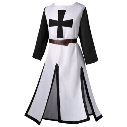 2025 Euro-American Halloween Medieval Knights Templar Cos Robe with Belt with Men & Women,Ball Party Performance Costume Unisex