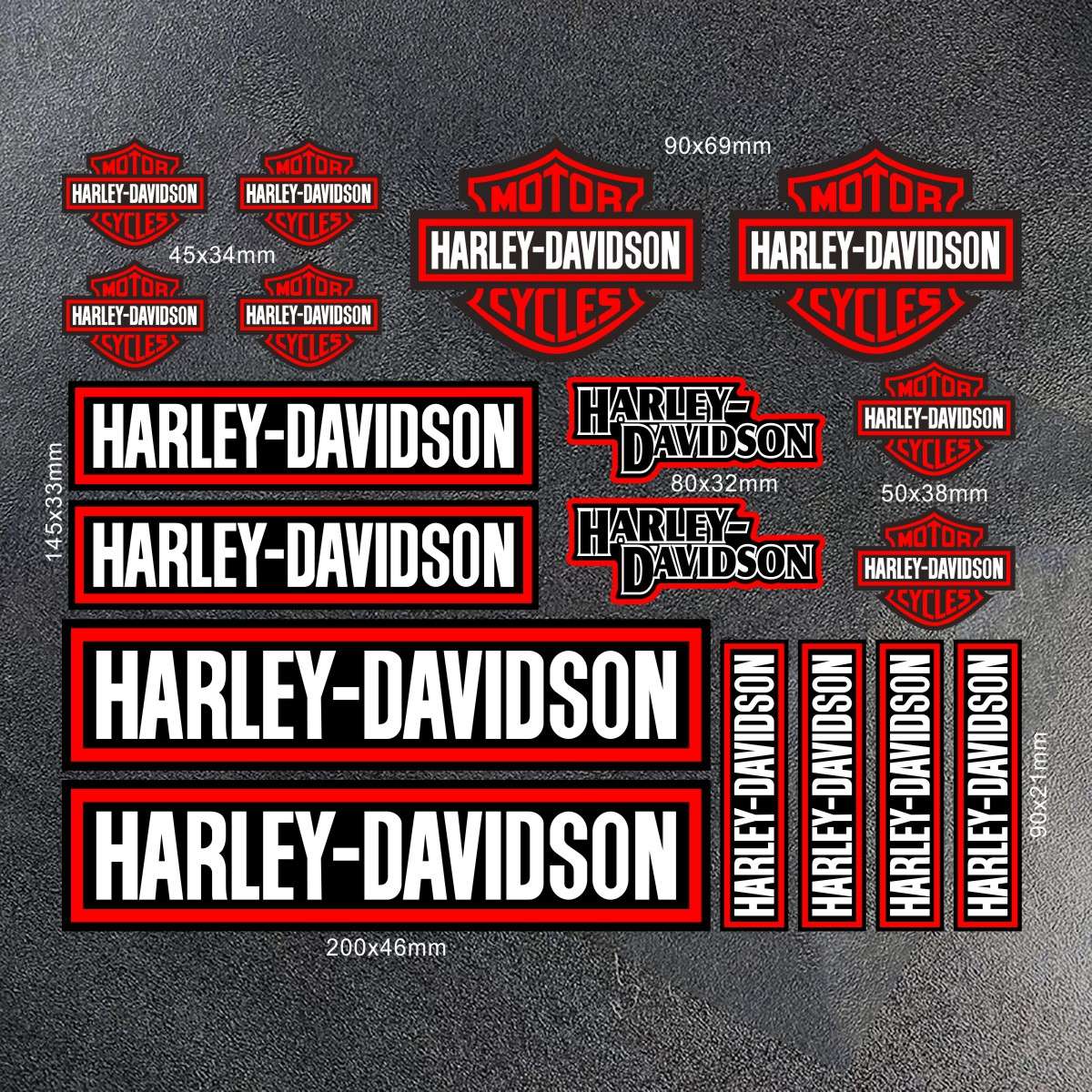 Kit Adesivo Refletivo Harley Davidson Logotipo Tanque Capacete Moto Emblema Letras Decalque
