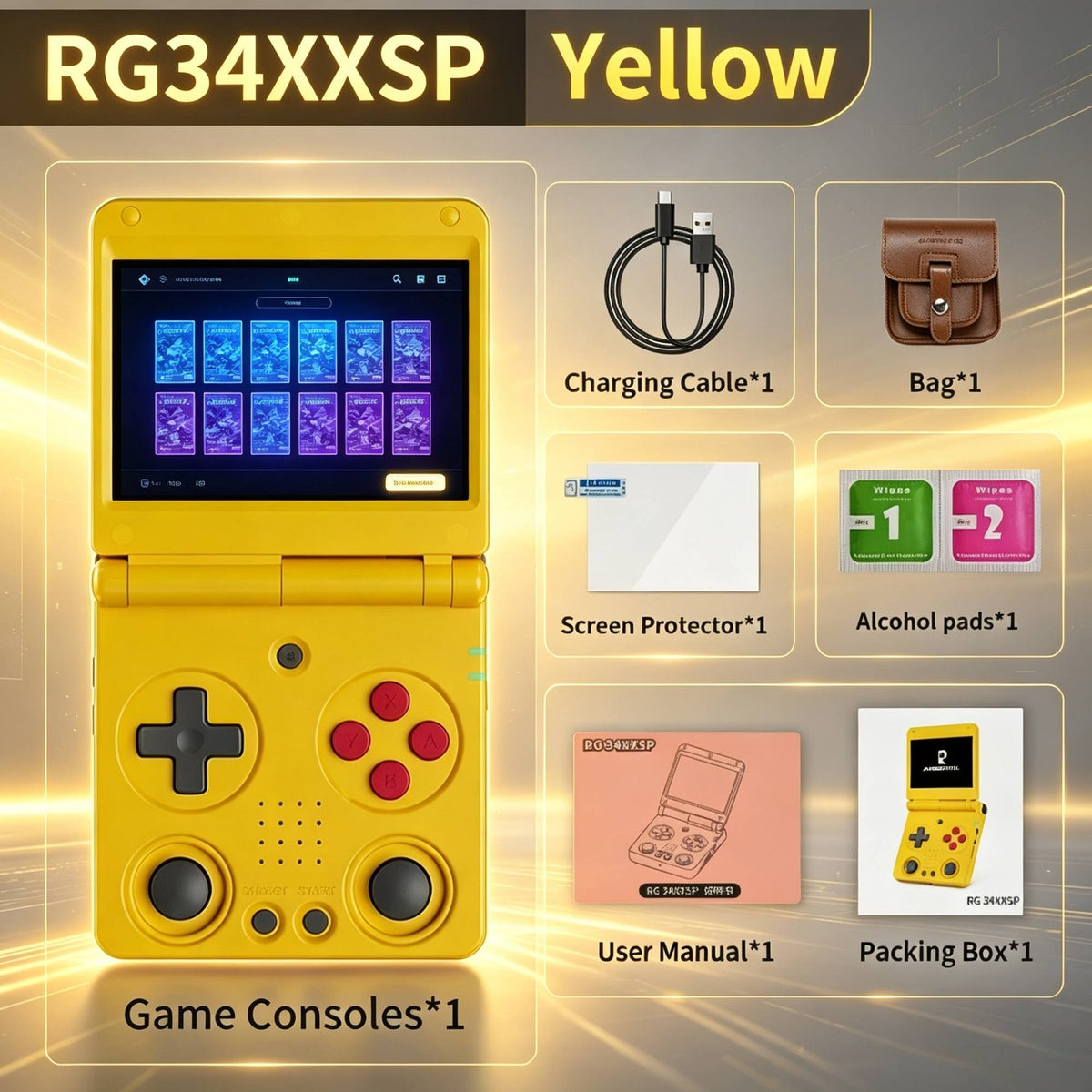 RG34XXSP ANBERNIC Flip Retro Handheld Game Console 3.4 Inch  Screen H700 Pocket Game Player Support PSP PS1 GBA NDS Arcade