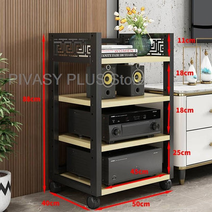 Rack Amplificador de Relevo 4 Cores, 3 Ajustes de Altura, Prateleira de Áudio, Suporte de Alto-Falante Grau E1 para Home Theater, Armazenamento de Amplificadores e Reprodutores