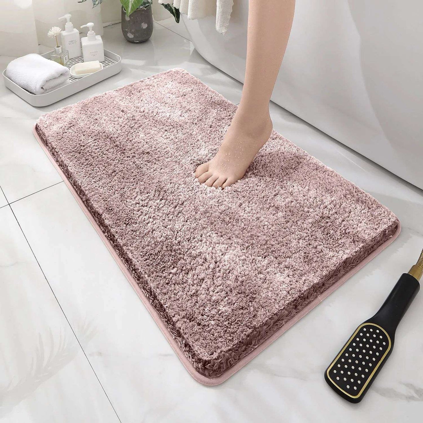 Tapete de chão de banheiro arredondado e espesso, tapete absorvente para banheira, material de pelúcia, tapete antiderrapante para os pés, capacho de entrada, banheiro