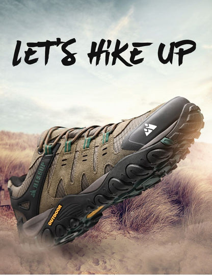 HIKEUP Tênis Masculino de Caminhada em Couro Camurça, Calçados Outdoor Resistentes ao Desgaste Masculinos para Trekking, Caminhada, Caça e Tênis Táticos