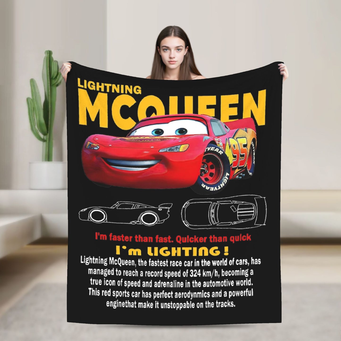 Mater Lightning McQueen Cars Blankets Flannel Spring Autumn  Multi-function Soft Throw Blanket for Home Travel Bedspread