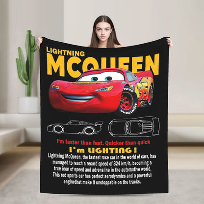 Mater Lightning McQueen Cars Blankets Flannel Spring Autumn  Multi-function Soft Throw Blanket for Home Travel Bedspread