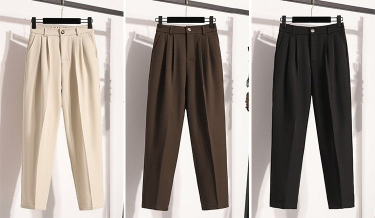 Plus Size Pants Woman 2025 Autumn Winter New Arrival High Waist Suit Pants High Quality Korean Style Straight Trousers