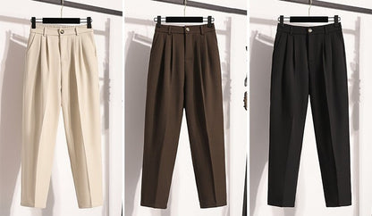 Plus Size Pants Woman 2025 Autumn Winter New Arrival High Waist Suit Pants High Quality Korean Style Straight Trousers