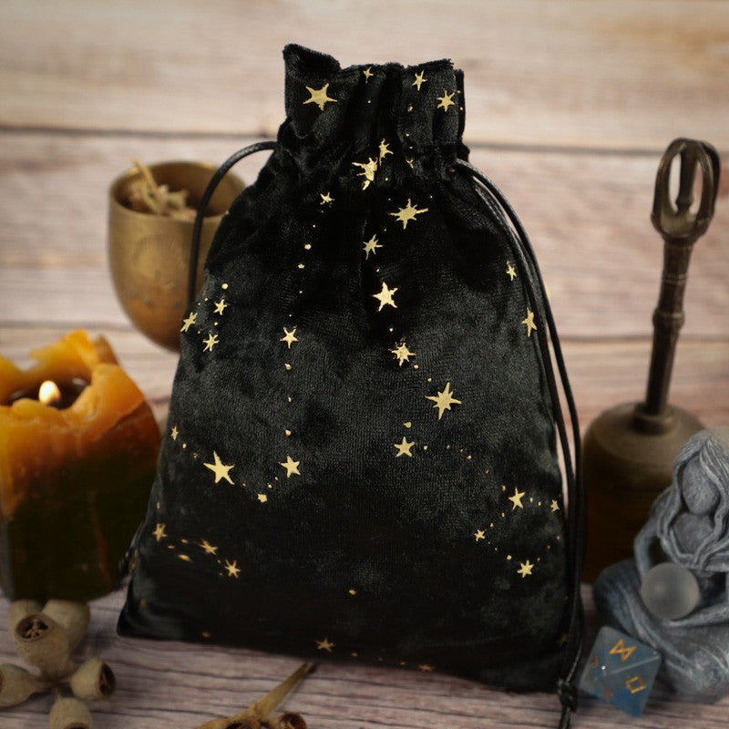 Velvet Tarot Oracle Cards Storage Bag Star Printed Tarot Pouch Rune Dice Crystal Jewelry Bag Multiple Use Pouch for Home Storage