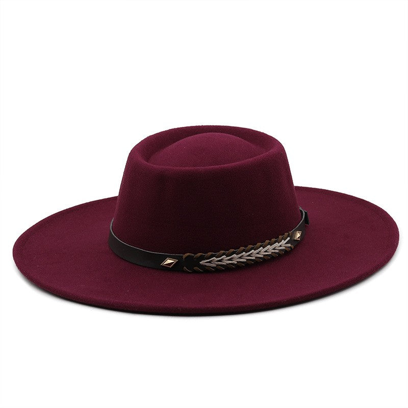 British Style Felt Fedoras Hats for Women9.5CM Wide Brim Men Formal Luxury Jazz Caps Bowler Wedding Dress Hat Chapeau Femme