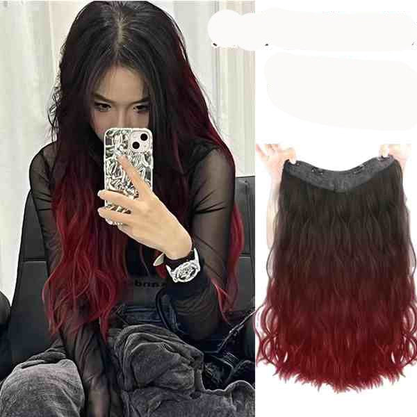 Extensões de Cabelo Sintético em V de uma Peça com 4 Clips Cabelo Liso Longo Peruca Cor 50CM Cabelo Falso Natural