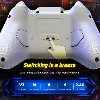 PC Wireless Game Controller Hall Joystick Trigger Mobile Gamepad for Switch/IOS/Android Support Six axis Gyro Turbo Macro M1 M2