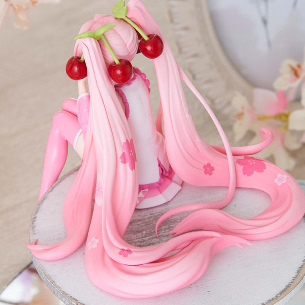 Boneca Anime Hatsune Miku em Vestido Rosa, action figure, brinquedo, PVC rosa cereja, decoração de cerejeira, presentes colecionáveis