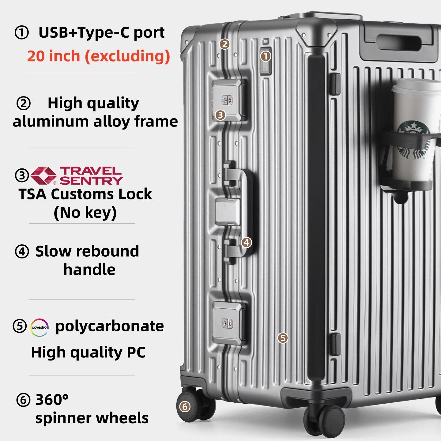 Luxury Suitcase High Quality Upgrade Thicken PC Material Rolling Luggage Aluminum Frame 20/24/26/28/30inch Travel Trolley Bags