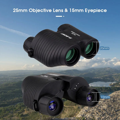 Svbony F9323A 8x25 Binóculos Porro Foco Fixo Preto Telescópio Caminhada Acampamento Observação de Pássaros