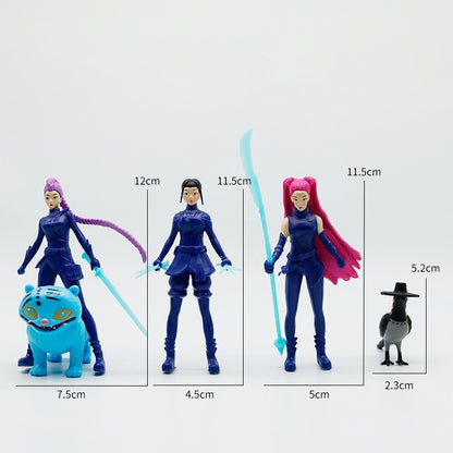 5 pçs/Conjunto Kpop Demon Hunters Figura Brinquedo PVC Modelo Desenho Animado Periféricos de Jogos Decoração de Mesa Coleção Boneca Para Presente Infantil