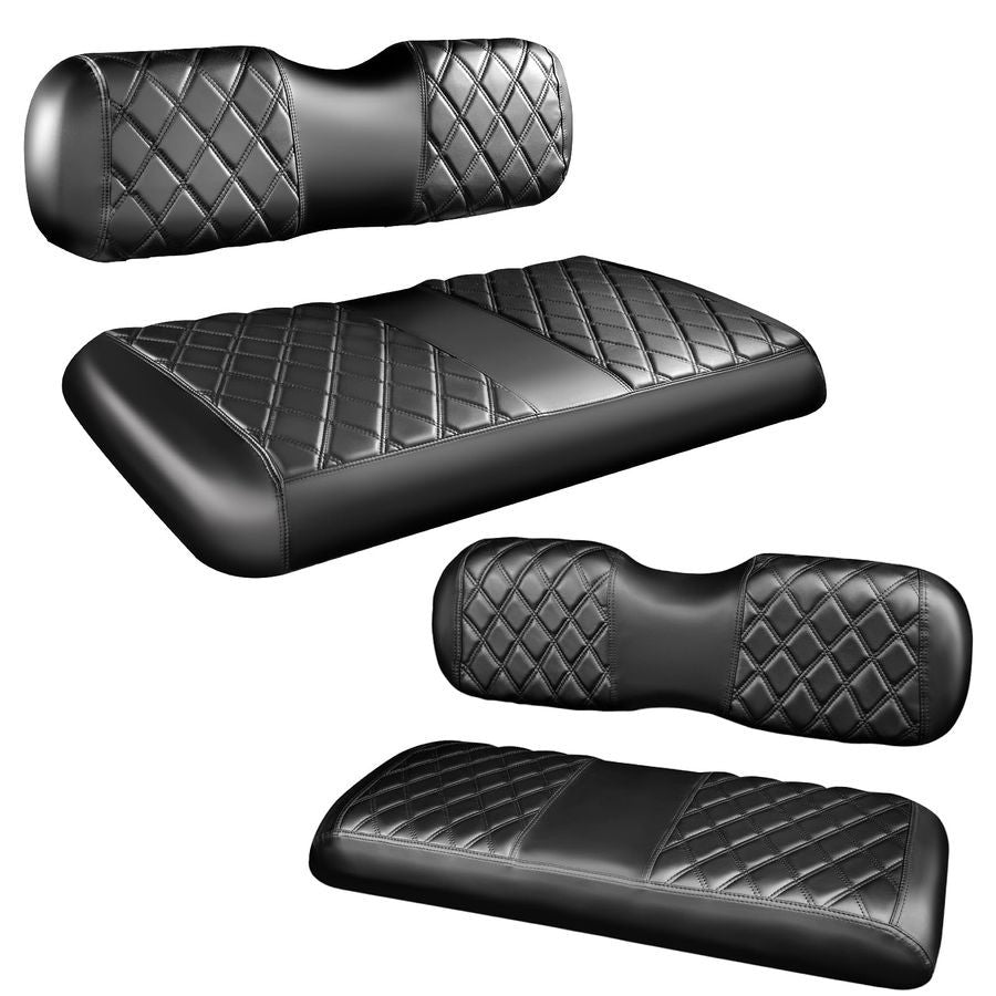 Kit de Capas de Banco de Diamante para Carrinho de Golfe com 4 Peças, Capas de Banco Dianteiras e Traseiras Compatíveis com EZGO Club Car Yamaha Almofada de Banco Regular Original, N