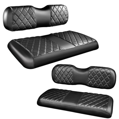 Kit de Capas de Banco de Diamante para Carrinho de Golfe com 4 Peças, Capas de Banco Dianteiras e Traseiras Compatíveis com EZGO Club Car Yamaha Almofada de Banco Regular Original, N