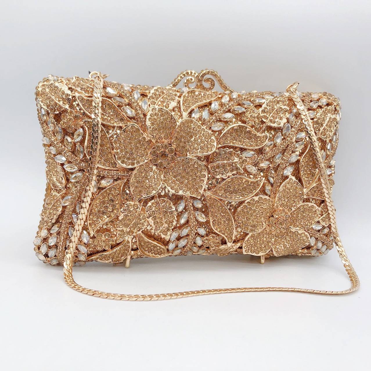 Women XIYUAN Evening Bags Gold/Silver Chain Shoulder Bags Handbags Stones Day Clutches Diamonds Metal Ladies Clutch Handbags