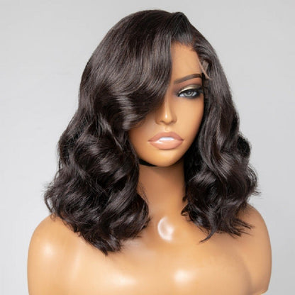 Peruca Curta Bob Dupla Puxada Sem Cola Cabelo Humano Ondulado Bruto Vietnamita Peruca Frontal de Renda Pré-Cortada 13x4 HD em Promoção