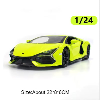 1:24 Lambor Revuelto Bolide Alloy Diecast Cars Model Toys with Sound Light Pull Back Doors Opened Miniature Sports Car Boy Gifts