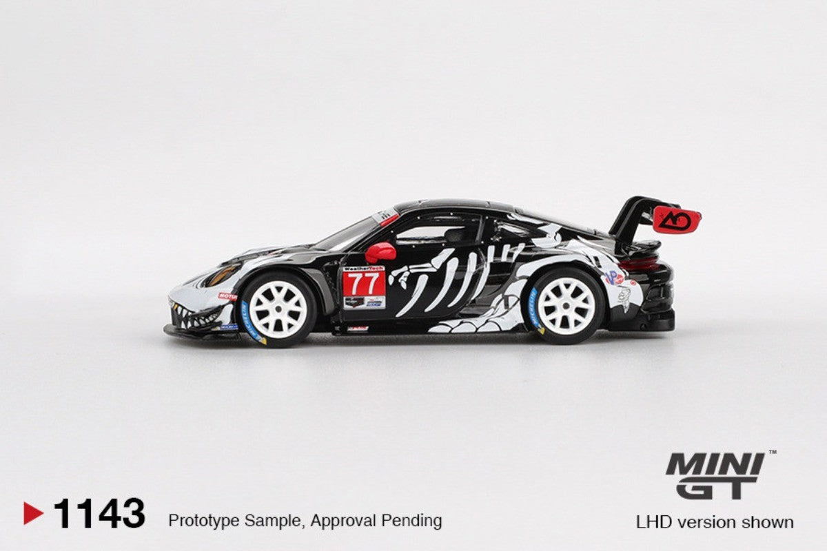 MINIGT 1:64 Porsche 911 GT3 R #77 #1143 Ao Racing2025 IMSA Petit Supercar Esportivo Carro de Liga Modelo em Miniatura Coleção de Carrinhos Diecast Brinquedo