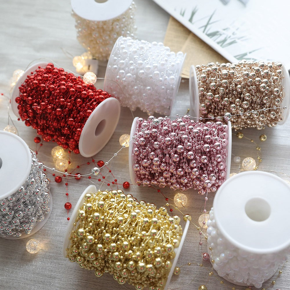 10M/Roll Pearl Chain Merry Christmas Decoration Christmas Tree Pendant for Home Decor Party Supplies New Year 2026 Gift Ornament