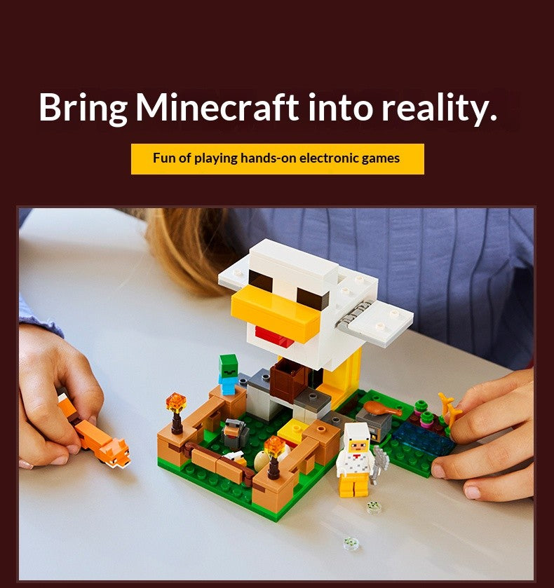 Lego Minecraft Série 21585 Fazenda de Galinhas Quebra-Cabeça Infantil Montar Blocos de Construção Brinquedo de Presente