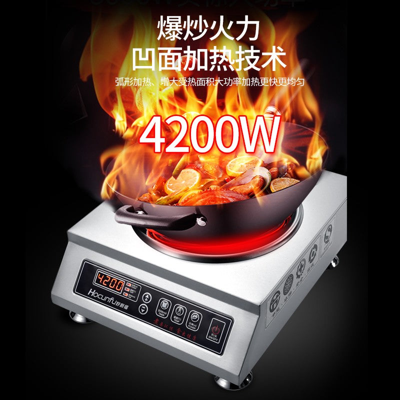 Fogão de indução comercial 3500W côncavo de alta potência fogão elétrico de fritar 4200W wok elétrico fogão de indução