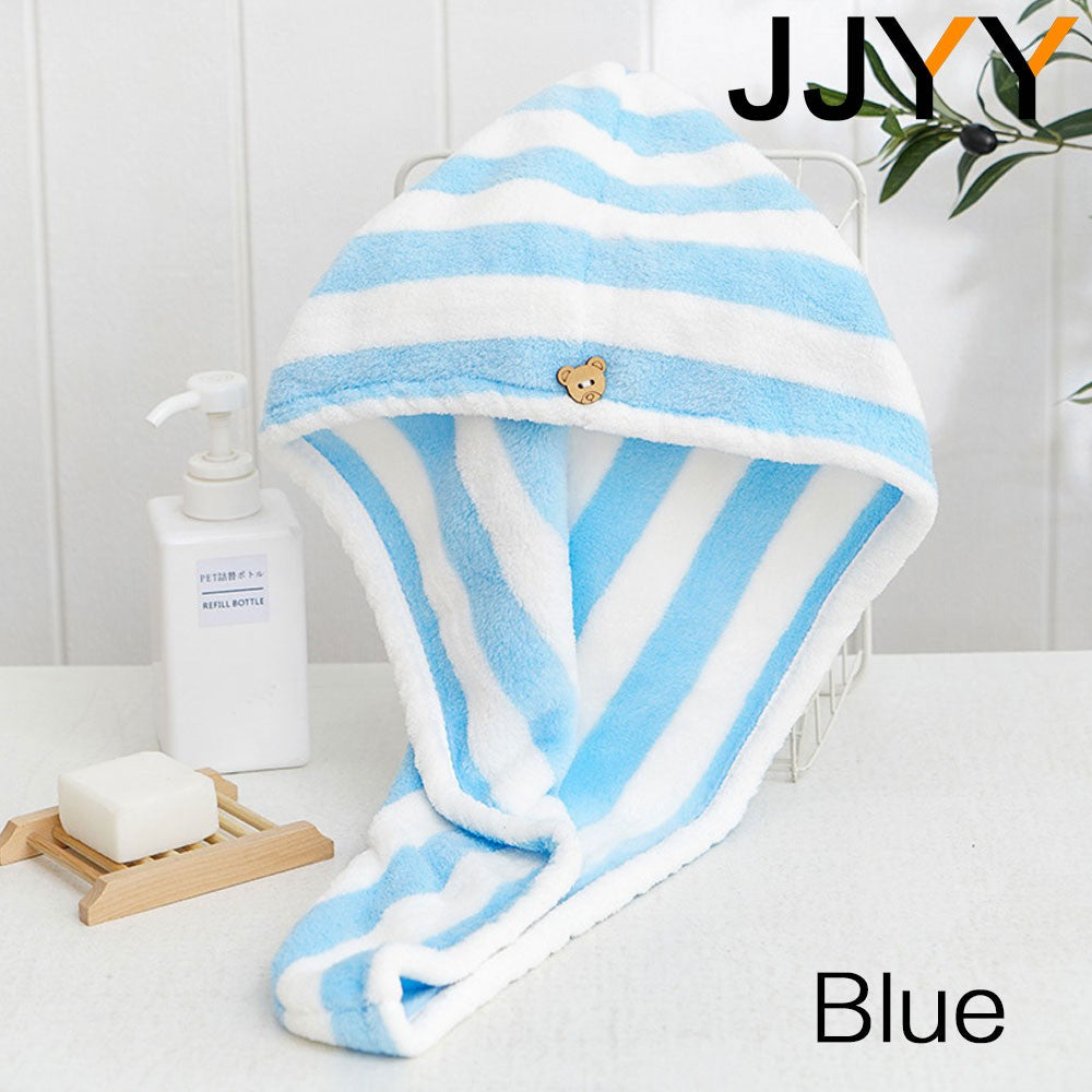 JJYY Towel Bathroom Absorbent Women Adult Quick-Drying Bath Thicker Shower Long Curly Hair Cap Dry Head Hair Towel Microfiber