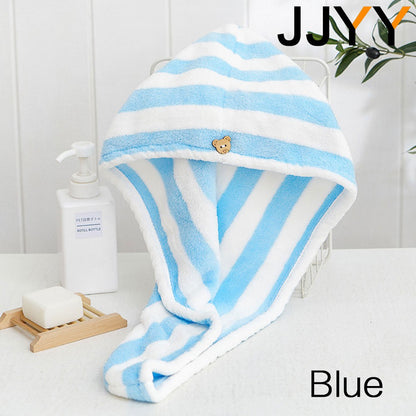 JJYY Towel Bathroom Absorbent Women Adult Quick-Drying Bath Thicker Shower Long Curly Hair Cap Dry Head Hair Towel Microfiber