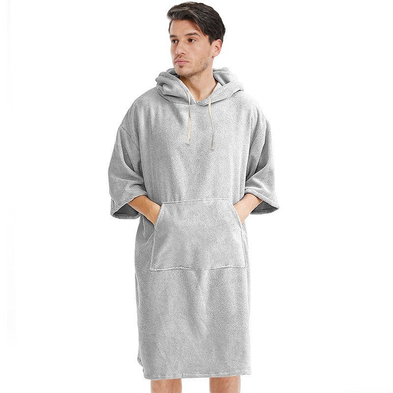 Quick dry Solid microfiber Changing Robe Surf Poncho Hooded Beach Towel Hooded Poncho Towel For Adults men and women