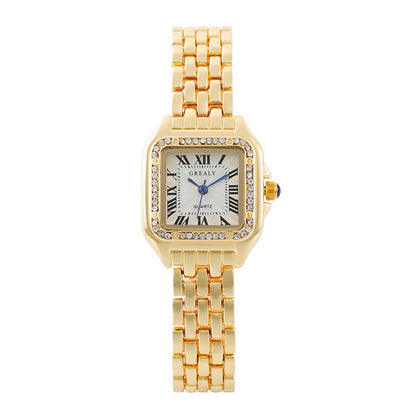 2025 Luxury Women's Fashion Square Watches Gold Alloy Strap Ladies Quartz Wristwatches Qualities Female Roman Scale Clock