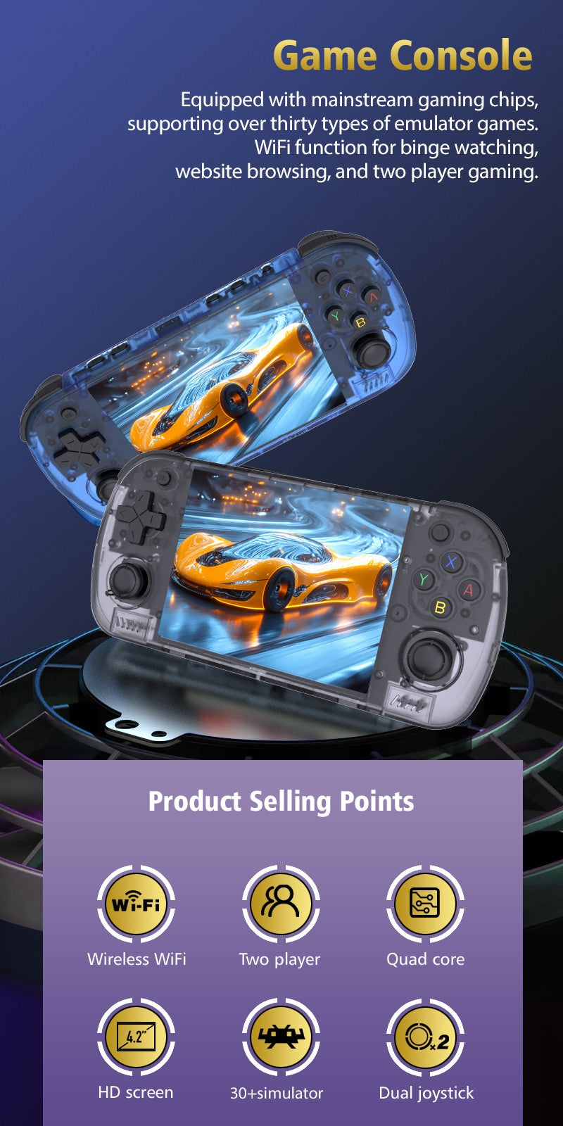 BOYHOM R36H PRO Retro Handheld Video Game Console Linux System 4.2 Inch IPS Screen R36HPROMAX Portable Pocket Video Player 64GB