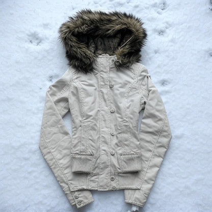 Gothic Y2K Womens Vintage Fur Trimmed Hooded Jacket Autumn Winter Black Shearling Lined Zipper Coat Warm Casual Winter Outerwear