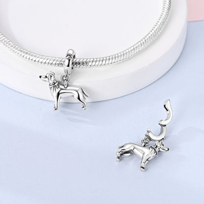 925 Sterling Silver Dog Charms French Bulldog Poodle German Shepherd Beagle Dachshund Pendants Fit Bracelets DIYJewelry Gift