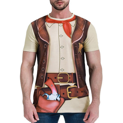Cowboy Role Playing Funny 3D Print T-shirt For Men Streetwear Casual Funny Cosplay Personality Fashion Loose Trend Tee Shirts
