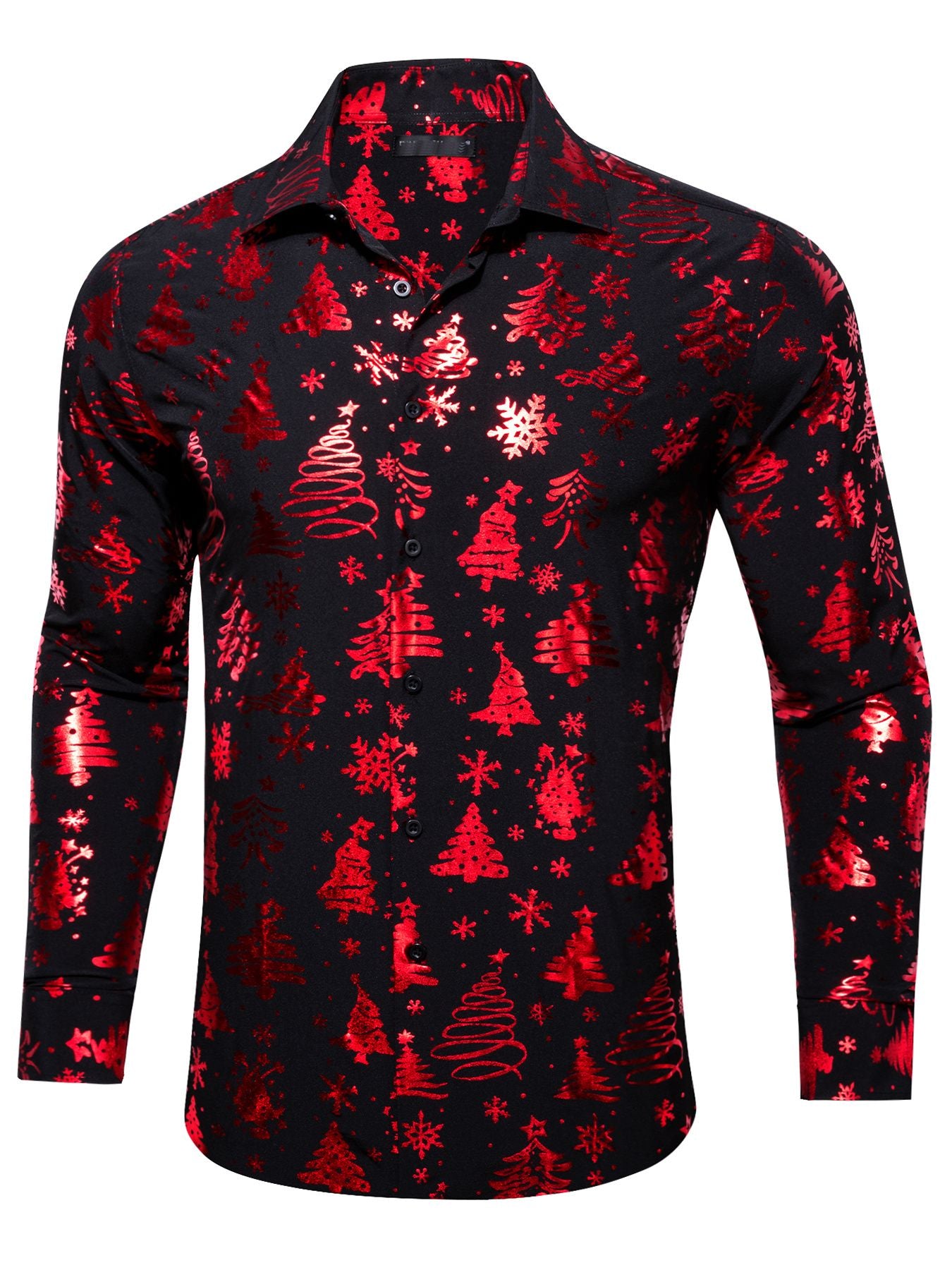 Christmas Theme Men's Golden Christmas Tree 3D Printed Formal Shirts Christmas Graphic Long Sleeve Shirt Fashion Men's Shirts