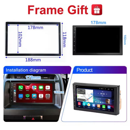 LEHX Universal 7 Inch 2 din Android 15 Car Radio 2.5D QLED Screen Car Multimedia Player Carplay Android Auto Stereo Autoradio