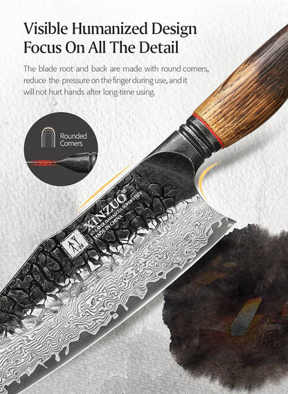 XINZUO 1-5PCS Damascus Steel Kitchen Knife 10Cr15CoMov Steel Core Chopping Vegetables And Fruits Household Kitchen Knife