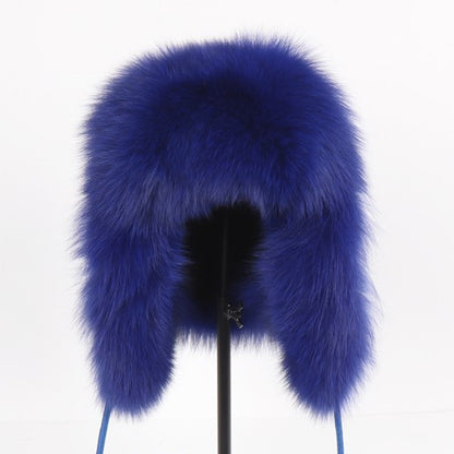 2025 Novo Chapéu Feminino Ushanka Russo de Pele de Raposa Natural Inverno Grosso Quente Orelhas Moda Chapéu Bomber Senhora Gorro Genuíno de Pele de Raposa Real
