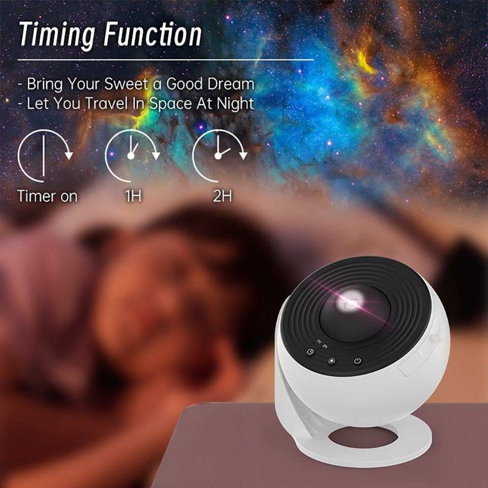Projetor de Luz Noturna Galáxia Rotativa 360° Abajur Planetário Céu Estrelado Presente de Natal Perfeito para Quarto Infantil Decoração de Feriado