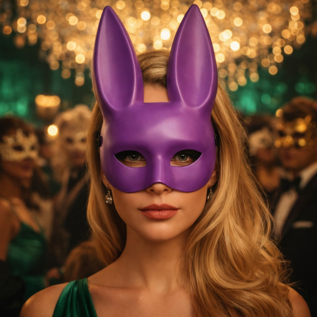 Unisex Rabbit Animal Half Face Cosplay Party Mask, Perfect for Birthdays & Gatherings, Suitable for Men & Women