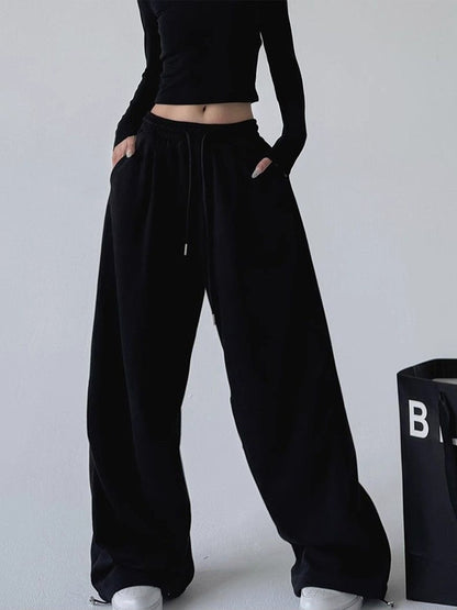 Y2K Harajuku Wide Leg Sweatpants Women Streetwear Baggy Oversize Gray Sports Pants High Waist Drawstring Casual Joggers Trousers