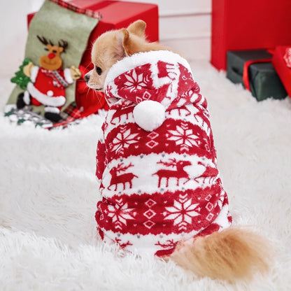 Roupas de cachorro de Natal de inverno Macacão de cachorro de pelúcia quente Pijamas para cães médios pequenos Para baixo Gatos Parkas Filhote de cachorro ???? Roupa para cães