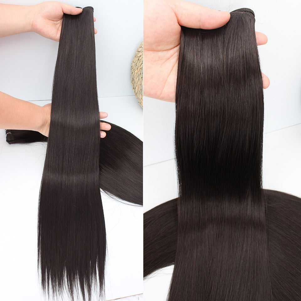 Cabelo Sintético Russo Liso de 65cm 200g, Extensões de Cabelo de Fibra com Bio Proteína Resistente ao Calor, Rabo de Cavalo para Cosplay