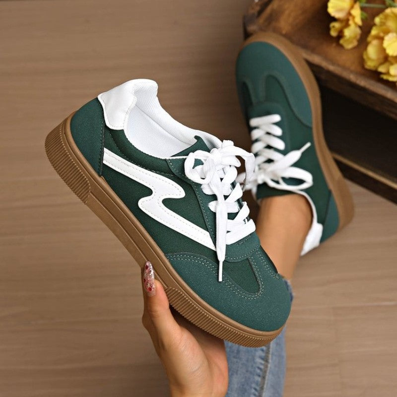 Women Tennis Sneakers Flats Ladies Fashion Mixed Colors Lace-up Vulcanized Shoes Spring Autumn Woman Outdoor Trainers Footwear