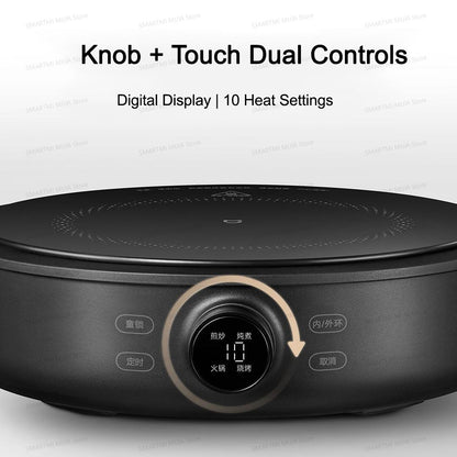 XIAOMI MIJIA Electric Ceramic Cooktop,10?Level Power With Child Safety Lock,Timer,2200W Induction Cooker,CN Version With Adapter