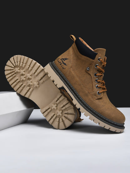 Botas Masculinas Feitas à Mão, Botas de Tornozelo de Inverno em Couro, Sapatos de Outono para Caminhada ao Ar Livre, Tênis, Botas Masculinas de Cano Alto, Calçados Antiderrapantes
